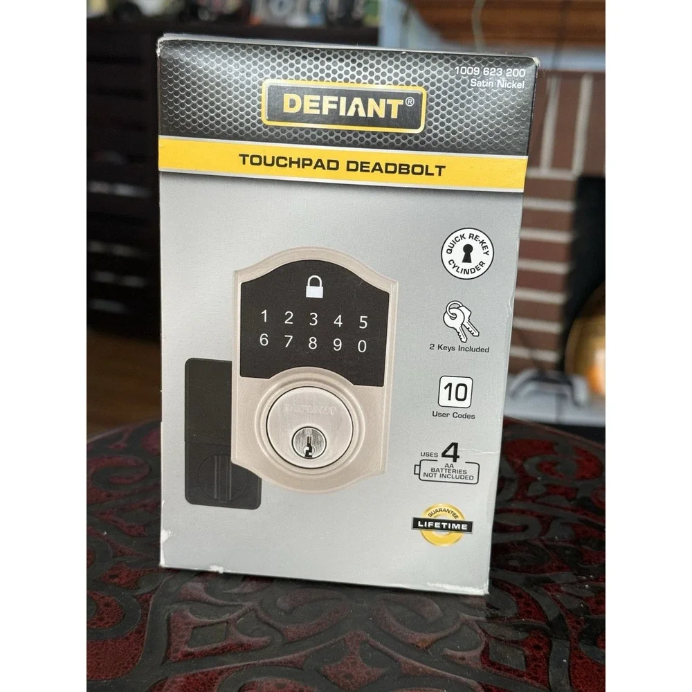 Defiant Satin Nickel Finish Touchpad Deadbolt 10 User‎ Codes
